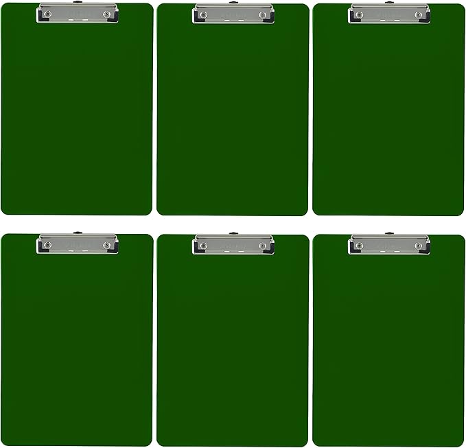 Trade Quest Plastic Clipboard Opaque Color Letter Size Low Profile Clip (Pack of 6) (Green)