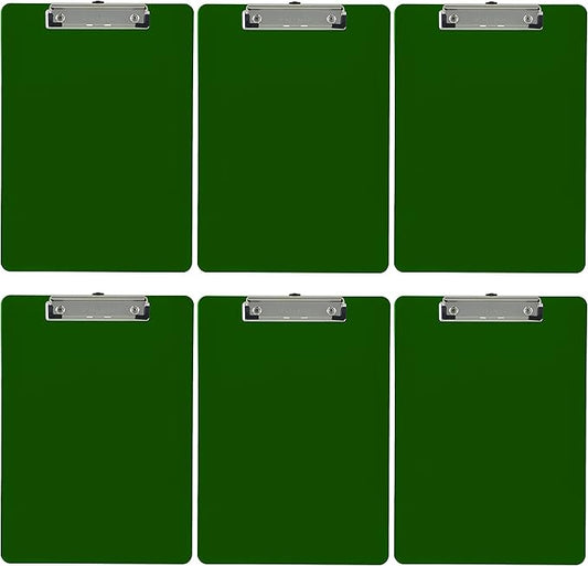 Trade Quest Plastic Clipboard Opaque Color Letter Size Low Profile Clip (Pack of 6) (Green)