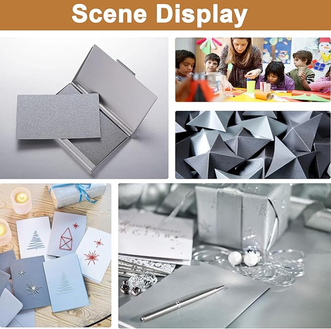 28 Sheets Shimmer Silver Cardstock 8.5 x 11 Metallic Paper, 250gsm/92lb Premium Heavyweight Card Stock for DIY Card Making, Greeting Cards, Wedding Invitations, Paper Crafting