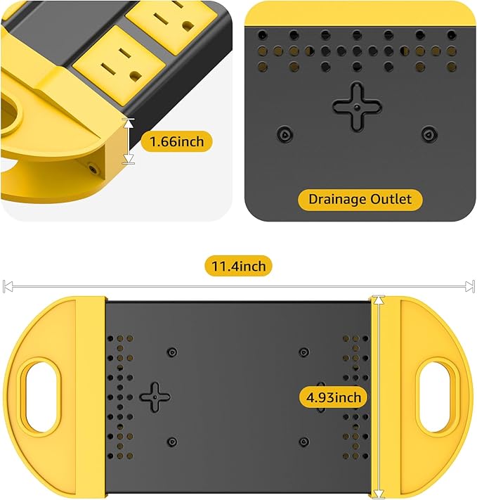 CCCEI Outdoor Power Strip Weatherproof with 8 Plug, Waterproof Extension Cord with Multiple Outlets, Christmas Exterior Garden Yard Surge Protector 25FT, Yellow.