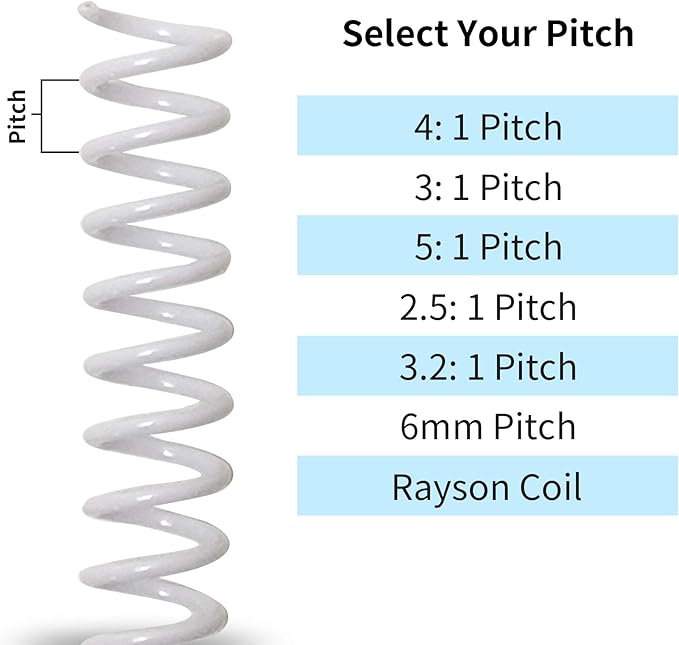 Rayson 5/8" Plastic Spiral Binding Coil, 140 Sheet Capacity, 4:1 Pitch 15.9mm White Coil Bindings Spines - 100/Box for Business and Educational Purposes