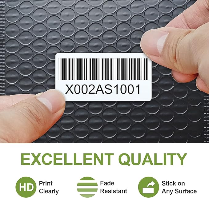 2.25" x 1.25" Direct Thermal Labels - White for Barcode Printing, Compatible With Zebra, Rollo, Munbyn Printers (12 Rolls, 1000 Labels/Roll)