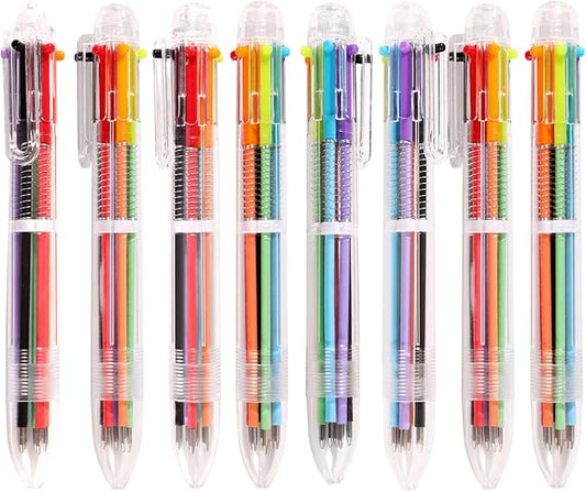 DAIKOYE 24 PCS 0.5mm 6-in-1 Multicolor Ballpoint Pen 6 Colors Transparent Barrel Ballpoint Pen for Office School Supplies Students Children Gift