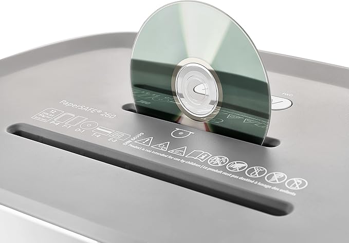 Dahle PaperSAFE PS 260 Paper Shredder, Oil Free, Jam Protection, Security Level P-4, 12 Sheet Max, Shreds CDs, Staples, Paper Clips & Credit Cards