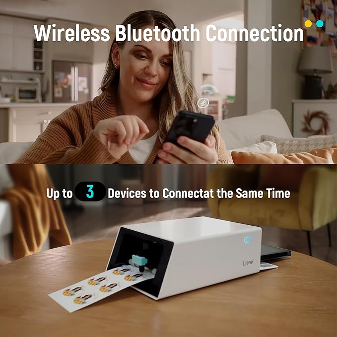 Liene PixCut S1 Color Sticker Printer & Cutting Machine - All-in-One Sticker Maker for DIY Crafts, Custom Labels & Gifts. Thermal Dye-Sublimation Photo Printer, 300 DPI, Precise AI Auto-Cutting