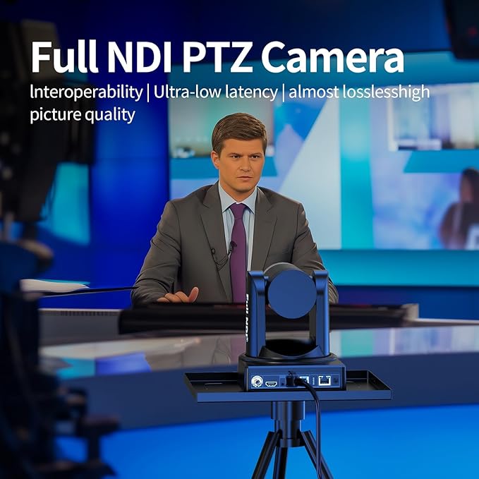NDI Camera 20x Optical Zoom PTZ Camera with HDMI/SDI/USB3.0/POE IP HD 1080p60 for Live Streaming,Video Conferencing and Church Events, Compatible with vMix/Zoom/OBS(Full NDI Non-HX)
