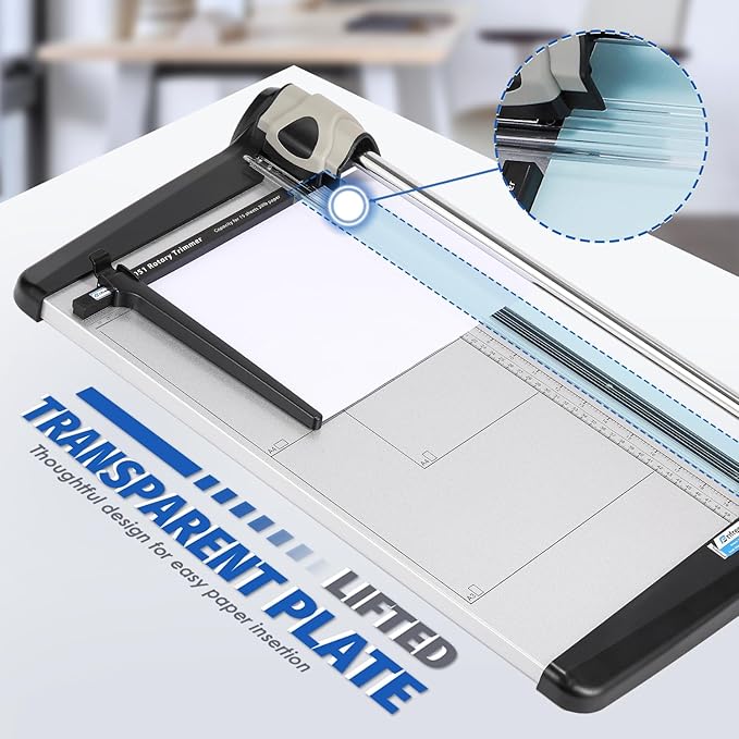 Rotary Paper Trimmer, 15 Sheets Heavy Duty Paper Trimmer, 480mm(18.90") Cutting Length, Commercial Grade Rotary Paper Cutter for Home/Office/School, Black & Silver