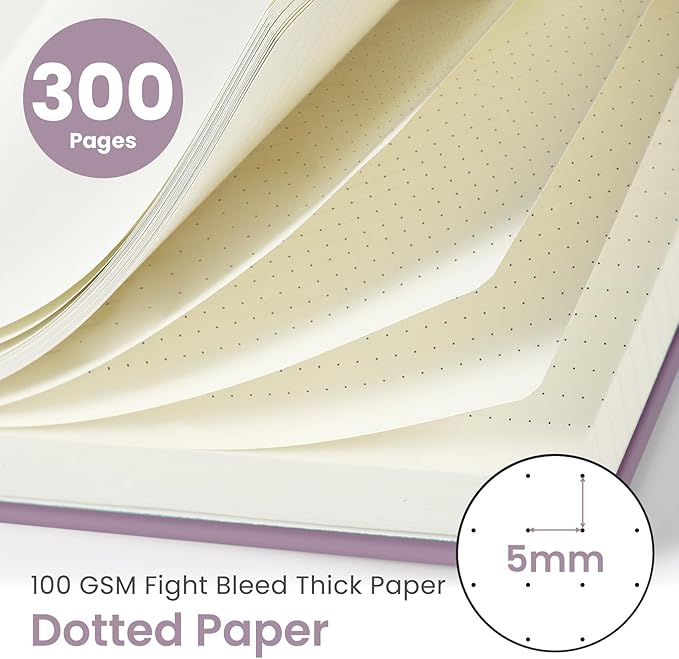 Spiral Dotted Notebook Journal for Work, 300 Pages, Thick B5 (7.1"x10") Bullet Dotted Journal for Women & Writing, Hardcover Notebook for Note Taking, Perfect for Work School Note Taking Business, Purple