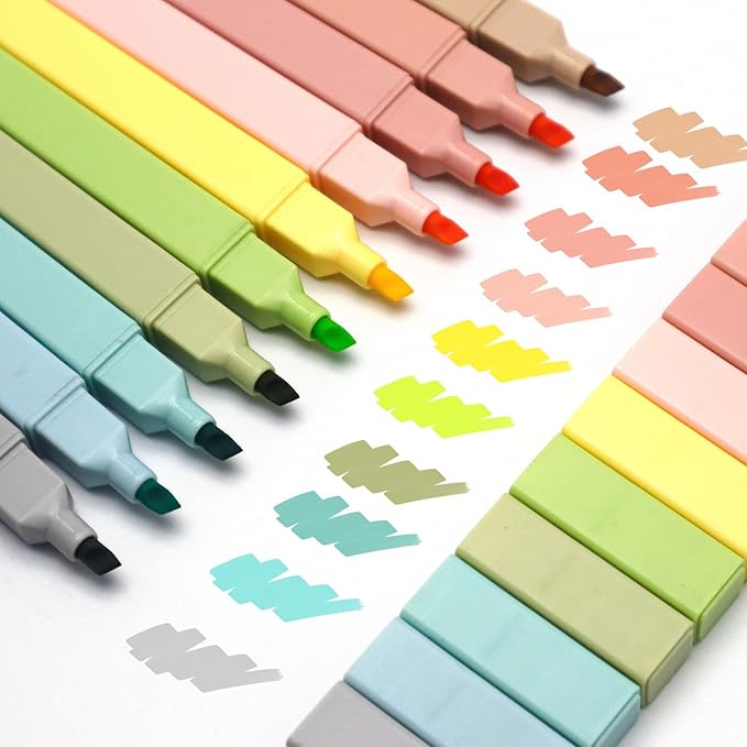Vitoler Bible Highlighters with Soft Chisel Tip,10Pcs,Aesthetic No Bleed Dry Fast Easy to Hold, Bible Highlighters,Cute Highlighter for School Office Supplies