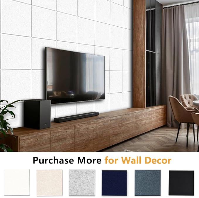 Large Cork Board for Wall with Pins, 36" x 24" Bulletin Board Self-Adhesive Pin Board | Customized 6 Packs Felt Tiles for Office Home Wall Decor, White