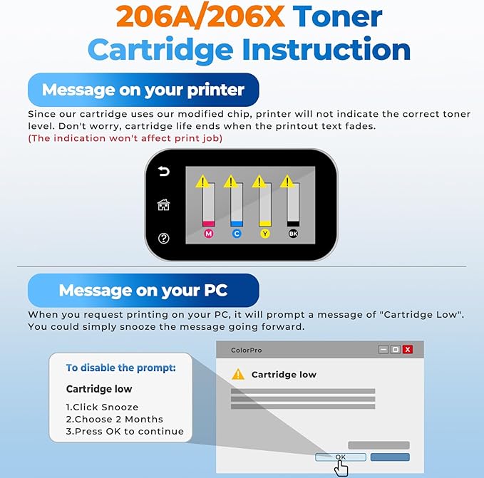 W2110A 206A Black Toner Cartridges for Laser Jet M283fdw M283cdw M255dw Compatible for HP 206A 206X W2110A Compatible with Color Laser Jet Pro MFP M283fdw M283cdw M283fdn Pro M255dw M255nw Printer