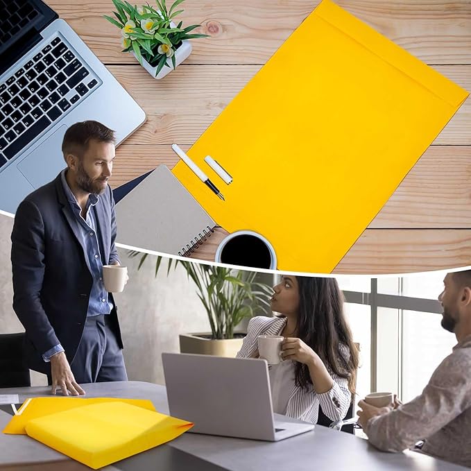 40 Pcs 14 x 18 x 2 Inch Large Expandable Catalog Envelopes Manilla Kraft Peel and Seal Envelopes Light Large Mailing for Office Home Documents Magazines Photos Storage Organizing