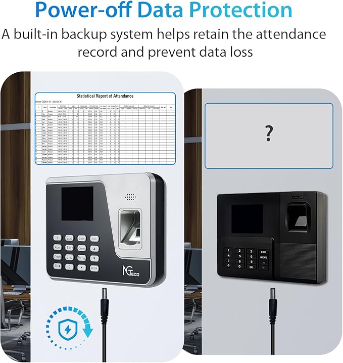 NGTeco Time Clocks for Employees Small Business, AS10 (Fingerprint+PIN) Times Clock, Standalone Clock in Clock Out Machine Supporting Shift Schedules, No Need WiFi & Software, No Monthly Fee