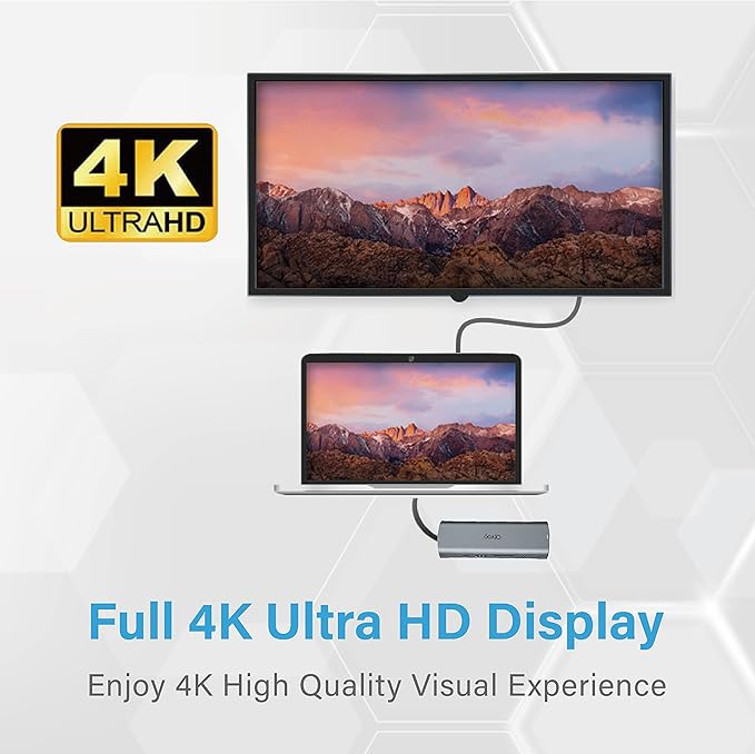 Opro9 10-in-1 USB C Hub Multiport Adapter, Laptop Docking Station Dual 4K HDMI / 1080P VGA, USB 3.0, PD 100W, Gigabit Ethernet, SD/TF Card Reader, 3.5mm Audio Jack, for Windows & MacBook PC, Laptops