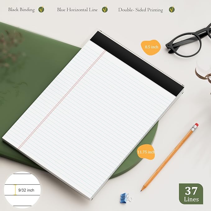 720 Sheets Legal Pads 8.5 x 11 College Ruled White Paper Note Pads 24 Pack Clear Print Writing Pads 8x11 Legal Pads Narrow Ruled Pads of Paper