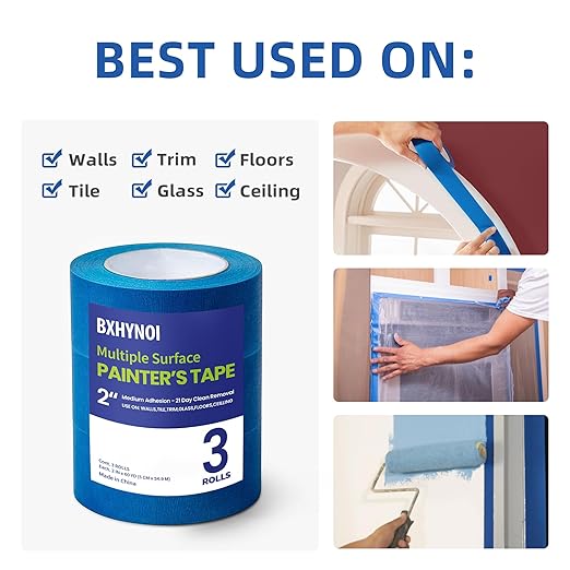 Painters Tape,2 in. W X 60 YD,Blue Masking Tape for Paint,Walls,3 Rolls