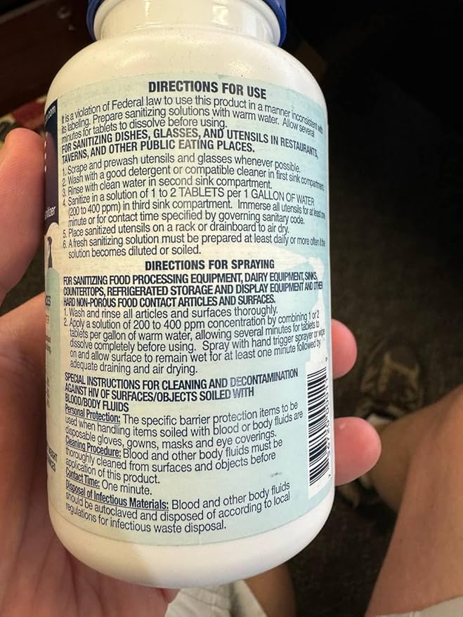 6 Bottles Steramine Sanitizer Tablet w/ 15 QT-10 Test Strip, Multi Purpose Steramine Sanitizing Tab for Food Contact Surface, Kitchen, Restaurant, Diner & Food Service by FryOilSaver Co. (900 Tablets)