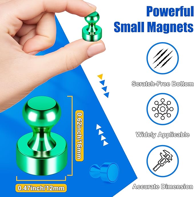 Strong Whiteboard Magnets Fridge, 18PCS Small Push Pins Refrigerator Magnets Set, Circle Magnetic Spider, Green Metal Magnetic Clips for Gadgets, Kitchen, Kitchen Decor and Accessories