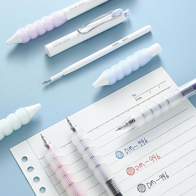 PapaBear Black gel pen, Lantern Shaped Grip, Student Examination Special Pen, Retractable Ballpoint Pen, Fashionable Elegant pen, 6-Pack