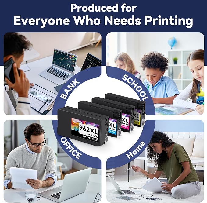 962xl Ink cartridges Compatible for HP 962 XL HP962XL Ink Combo Pack Work with HP Office Jet Pro 9010 9010e 9015e 9018e 9020 9020e 9025 9025e Series (4 Pack kcmy)