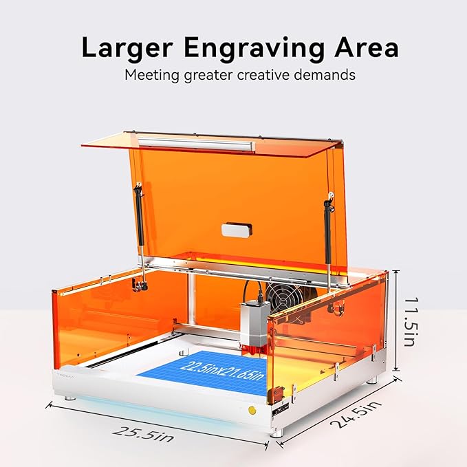 TOOCAA 40W Lazer Engraving Machines with 5 in 1 Rotary Roller Set, Fume Extractor, Smart HD Camera, Air Assist, Honeycomb Panel, Laser Cutter and Engraver Machine for Tumblers Wood Metal Acrylic