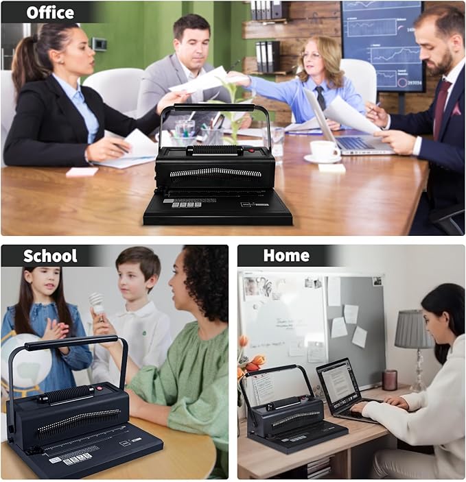 Binditek Spiral Binding Machine for Letter Size/A4/A5, Manual Round Hole Punch, Disengaging Pins, Adjustable Side Margin, with 100 pcs 5/16" Binding Coils, Pliers, PVC Covers & Power Adapter