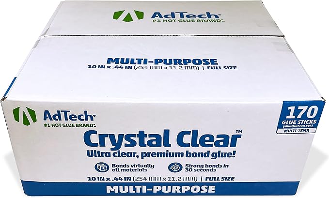 AdTech Hot Glue Sticks, 10 Inch Full Size, Clear, 170 Sticks