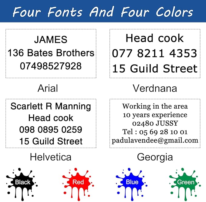 Custom Ink Stamp Personalized Self-Inking Rubber Stamps Customized Return Address Stamp Business Name Label Stamping Supplies Office Business Events 4 Ink Color