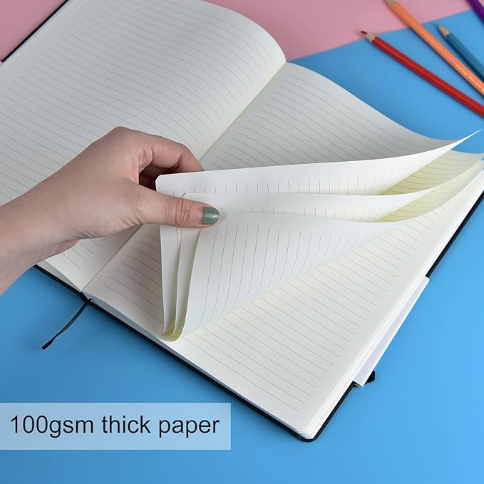 Coopay 12 Pack B5 Notebooks Journal College Ruled Composition Notebooks Classic Hardcover Lined Journals for Office Home School Business Writing Note Taking, 10.2" x 7.5", 100GSM Thick Paper (Black)