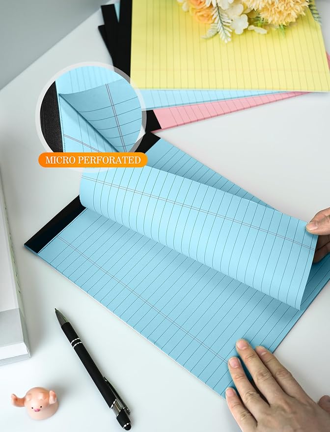 Colored Legal Pads 8.5 x 11, 2 Pack Pink Notebook Paper 8.5 x 11, Colored Note Pads 8.5 x 11 Notepad, Paper Pads 8.5 x 11 Writing Pads, Colored Lined Pads of Paper 8.5 x 11, Wide Ruled, 30 Sheets/Pad