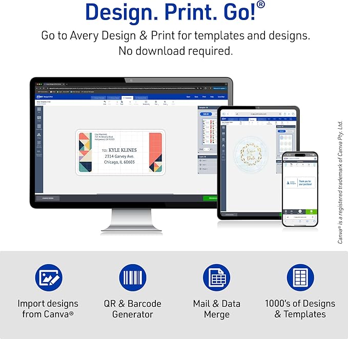 Avery Mailing Address Labels,Laser Printers, 2,000 Labels,1/2x1-3/4,Permanent Adhesive,Easy Peel,5 Packs(5267)