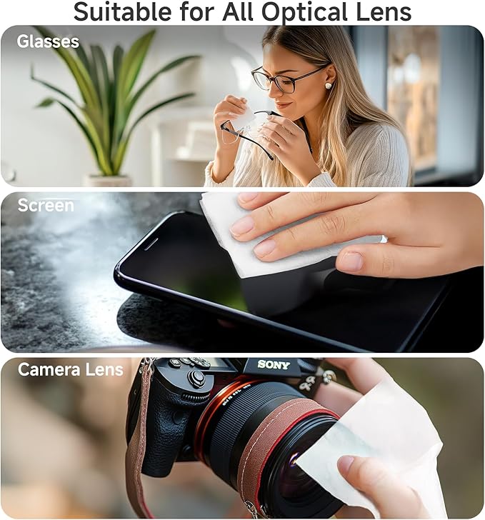 Anti Fog Lens Wipes for Eyeglasses, [150 Pre-Moistened Individually Wrapped Wipes] [Non-Scratching & Non-Streaking] Cleaner Wipes for Glasses, Sunglass