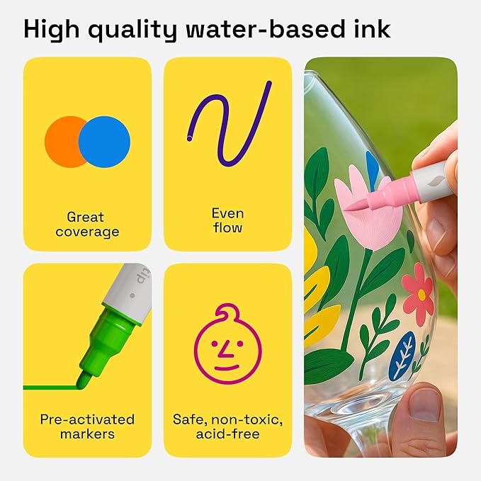 ARTISTRO 48 Dual Tip Fabric Markers - Acrylic Drawing Markers for All Ages & Levels - Fabric Paint Pens for Personalizing Clothes, T Shirts, Bags, Canvas, Textiles (Brush + Fine)