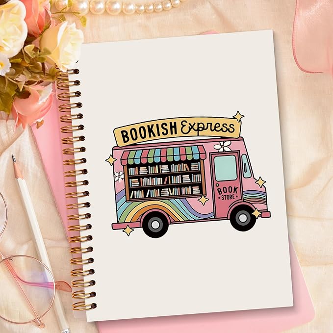 JXREQ Trendy Bookstore Notebook, Bookish Gifts Journal Notebook, Reading Journal for Book Lovers, Gifts for Readers Books Lovers Women, Bookish Express Spiral Notebooks 5.5x8.3