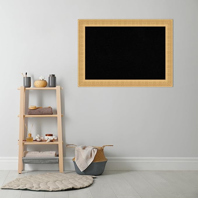 Amanti Art Black Cork Board for Wall, 30x42 Vision Board with Gold Wood Frame, Large Corkboard Office Decor for Home Organization, Traditional Corkboard Pinboard to display items for home organization