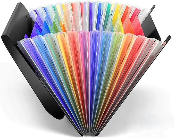 Accordion File Organizer,13 Pockets Expanding File Folder with Blank Labels,Portable Monthly Paper Bill Tax Receipt Organizer,Desktop Folders A4 Letter Paper Document Storage Organize,Black