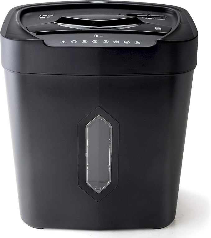 Aurora AU1010MA High-Security 10-Sheet Micro-Cut Paper, Credit Card Shredder, Large 5.2-Gals Basket with Easy Lifting Handle