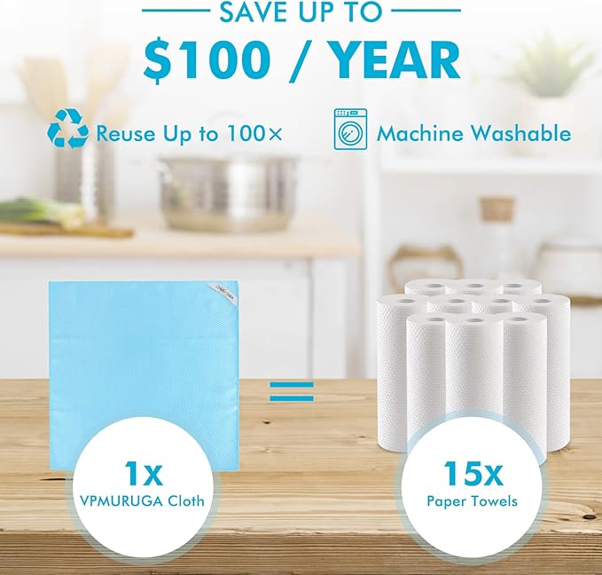 Easy Clean Streak Free Glass Cleaning Miracle Microfiber Cleaning Cloth for Kitchen,Counter,Window,Mirror Lint Free Dish Drying Cloths Glass Polishing Rag,All-Purpose,Reusable,Nanoscale Pack of 6