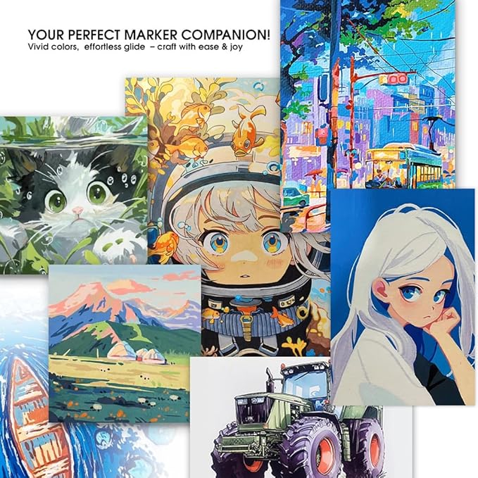 TRANSON Alcohol Markers for Drawing Coloring 48 Colors Dual-tip Chisel and Brush Tips