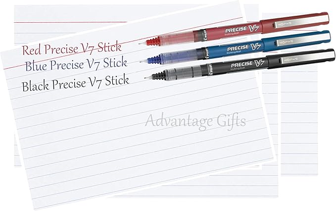 Precise V7 Stick Rolling Ball Pens, Fine Point (.7mm), Blue Ink, 6-pk; Bundle with Plastic Reusable Pouch