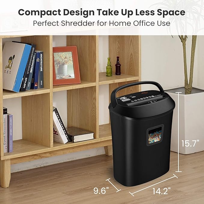 Paper Shredder 14-Sheet Cross-Cut Shredder with US Patented Cutter,Also Shreds Card/CD,Heavy Duty Paper Shredding Machine for Home Office,Fast with Jam Proof System,6.6-Gallon Basket (ETL)