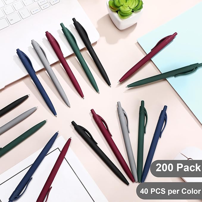 200 Pack Black Pens Bulk Retractable No Bleed Click Black Ink Smooth Writing Ballpoint Pens for School Office Supplies, 1.0mm