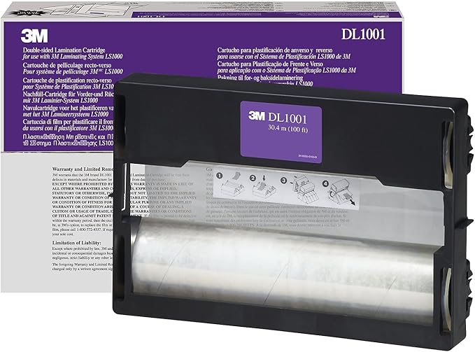 3M Dual Laminate Refill, 12 Inches x 100 Feet Roll, Heat-Free Laminating (DL1001) Clear