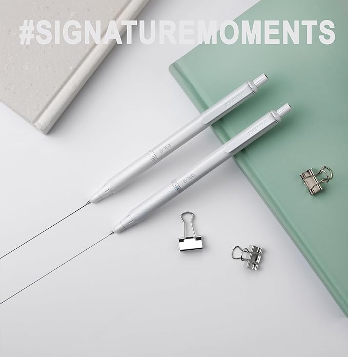 Zebra Pen G-750 Retractable Gel Pen, Pearl White Brass Barrel, Textured Grip, 0.7mm, 1-Pack with Refills (49801)