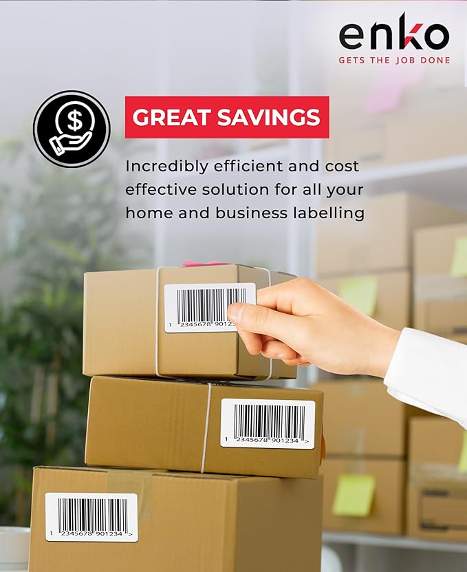 enKo 4" x 3" Labels for Zebra Desktop Printers (24 Rolls, 12,000 Labels) - Direct Thermal Address Mailing Shipping Barcode FBA Stickers FNSKU Label for Zebra and Eltron (Perforated)