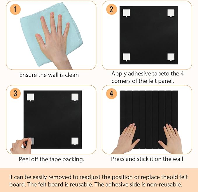 Smarpau Large Cork Board 48"x36", 12 Pack Bulletin Board for Walls, Felt Bulletin Boards Wall Paneling Pin Board Tack Board, Felt Wall Tiles for Office Classroom Decor