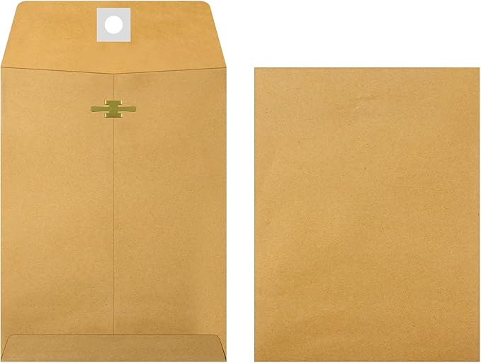 Frienda 4 Sizes Clasp Envelopes Kraft Paper Catalog Clasp Envelope with Closure for Filing, Storing or Mailing Documents, 50 Pieces(5 x 7 In, 6 x 9 In, 9 x 12 In, 10 x 13 In,Brown)