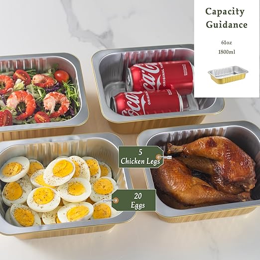 9"x6.5" Sturdy Foil Pans + Snap-On Lids (5 Pack) | 2X Thicker Heavy Duty Reusable 61oz | Grill Microwavable Multi-Use Pot | 3" Deep Disposable Aluminum Tin for Baking Cooking