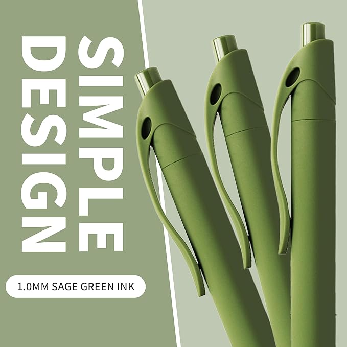 deegtran Pens Bulk, 50 Pack No Bleed Sage Green Click Pen, Wholesale Retractable Ballpoint Pens, Pens Medium Point, Smooth Ink Pen, 1.0MM Sage Green