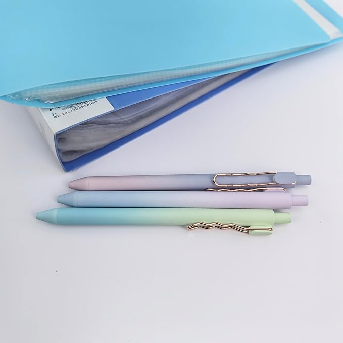 Fengtaiyuan LanLvZi05P12, Retractable Black Ink, 0.5mm Extra Fine, 12 Count, Gel Ink Rollerball Pens, Writting Smooth, Rubber Spray (LanLvZi05P12)